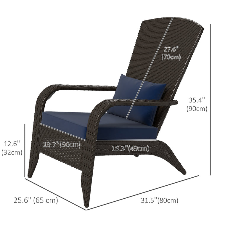 Wicker Rattan Adirondack Chair with Cushions