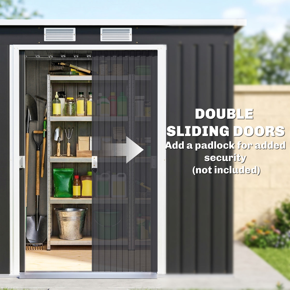 7' x 4' Galvanized Steel Garden Shed with Foundation Kit