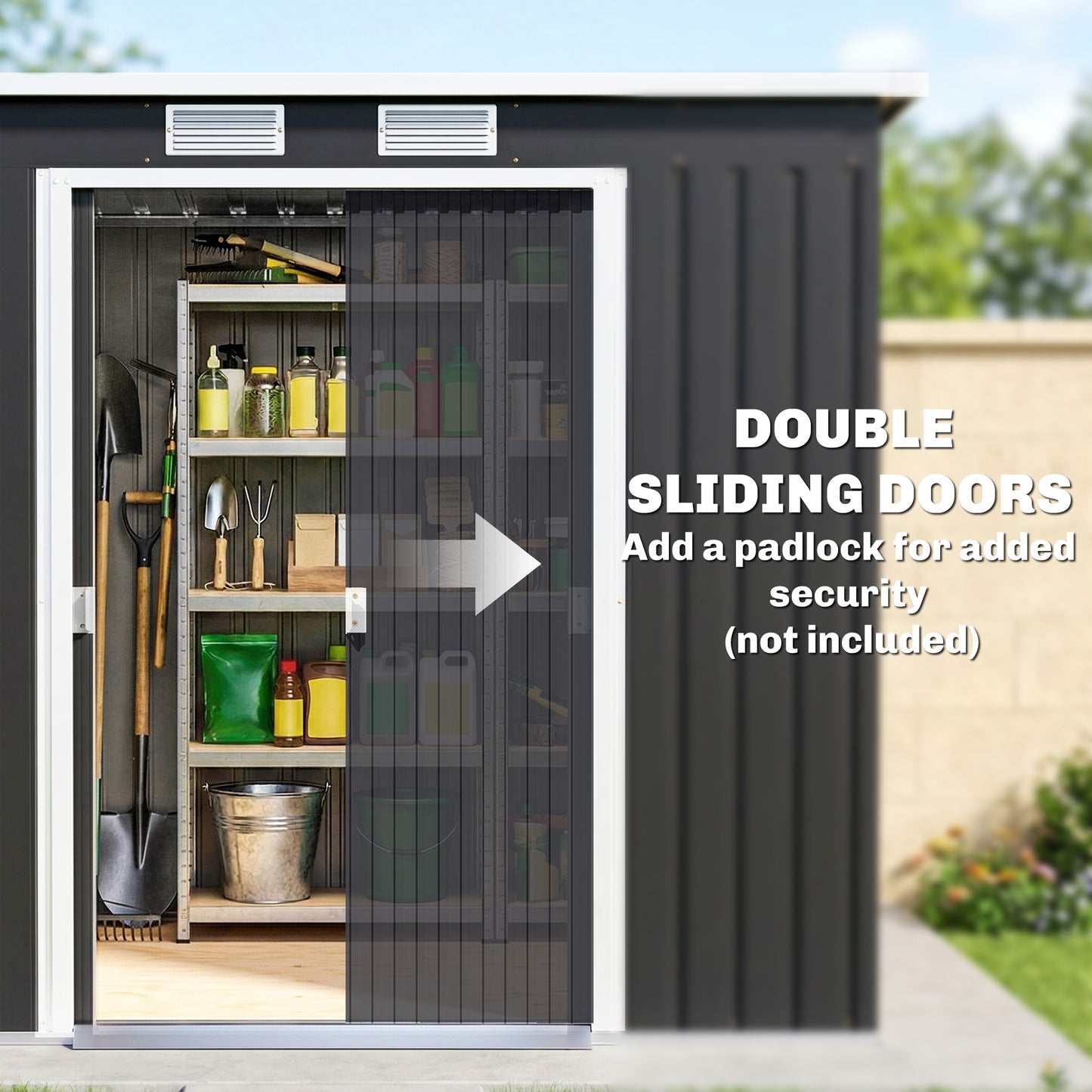 7' x 4' Galvanized Steel Garden Shed with Foundation Kit