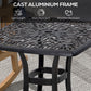 21" Square Outdoor End Table, Cast Aluminum Patio Side Table with Umbrella Hole for Garden, Balcony, Poolside, Black