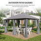 13'x 10' Soft-top Steel Patio Gazebo Canopy Party Tent with 6 Removable Curtains and Drainage Holes, Grey