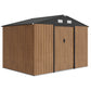 9.1'x6.4'x6.3' Garden Storage Shed, Outdoor Storage Tool House with Vents, Foundation and Lockable Double Doors, Teak