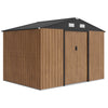 9.1'x6.4'x6.3' Garden Storage Shed, Outdoor Storage Tool House with Vents, Foundation and Lockable Double Doors, Teak