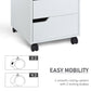 3 Drawer File Cabinet, Mobile Vertical Filing Cabinet with Wheels, Printer Stand with Storage for Home Office, White
