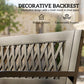 Outdoor Bench with Floral Backrest 2 Seater Garden Bench with Armrests for Yard Park Balcony Black