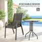3 Pieces Bistro Set, Small Patio Furniture Set with Stackable Mesh Chairs, Glass Table for Garden, Light Mixed Brown
