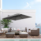 9ft Dark Grey Square Cantilever Umbrella with Cross Base & Tilt