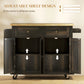 Kitchen Island with Storage, Rolling Trolley Cart with Rubber Wood Top, Spice Rack, Towel Rack, Brown Oak