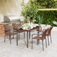 5 Pieces Outdoor Dining Set for 4, PE Wicker Rattan Patio Furniture Set with Stackable Chairs and Glass Table Top