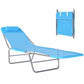 Outdoor Lounge Chair, Portable Adjustable Reclining Seat Folding Chaise Lounge Patio Camping Beach Tanning Chair Bed with Pillow, Blue