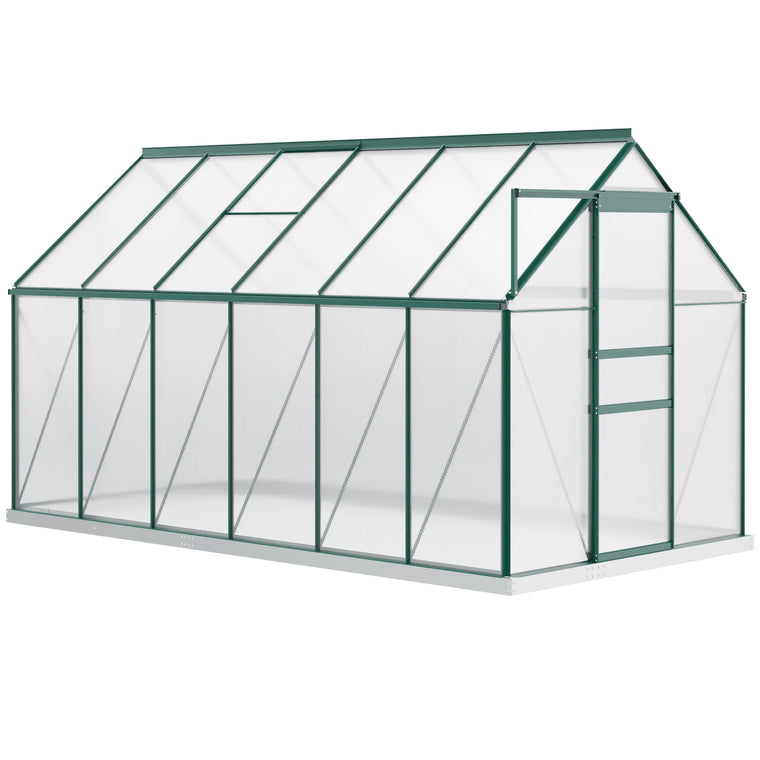 6' x 12' x 6.5' Green Polycarbonate Greenhouse with Roof Vent