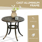 Ф23.6" Round Outdoor Side Table, Cast Aluminum Frame Patio Coffee Side Desk for Patio, Garden, Balcony, Black
