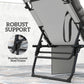 Folding Lounge Chair with Adjustable Canopy, 4-Position Outdoor Tanning Chair with Headrest, Light Grey