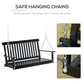 2-Seater Patio Swing Chair, Fir Wooden Porch Swing with Slatted Design, Hanging Chains for Outdoor, Garden, Black