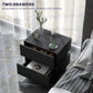 Bedside Table with Charging Station and LED Light Modern Nightstand with USB Ports AC Outlets Drawers Remote, Black