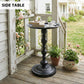 15.4" Round Outdoor Side Table, Tray Top Metal Patio Table with Retro Column Base for Indoor, Balcony, Garden, Black