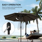 8.8 ft Solar Powered Outdoor Patio Umbrella Round Market Table Umbrella with Adjustable LED Lights Tilt Crank Dark Grey