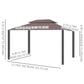 10 x 13ft Aluminum Frame Gazebo Canopy Double Tier Garden Shelter with Netting and Curtains, Coffee