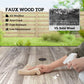 Outdoor Dining Table for 4, Square Patio Table with Umbrella Hole, Shelf, Faux Wood Top for Garden, Backyard, Grey