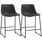 Counter Height Bar Stools Set of 2, Vintage PU Leather Bar Chairs, Kitchen Stool with Footrest, Dark Brown