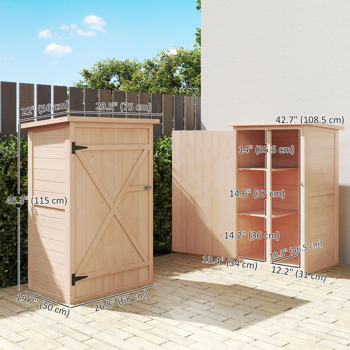 29.9" x 21.7" x 45.3" Storage Cabinet with Asphalt Roof