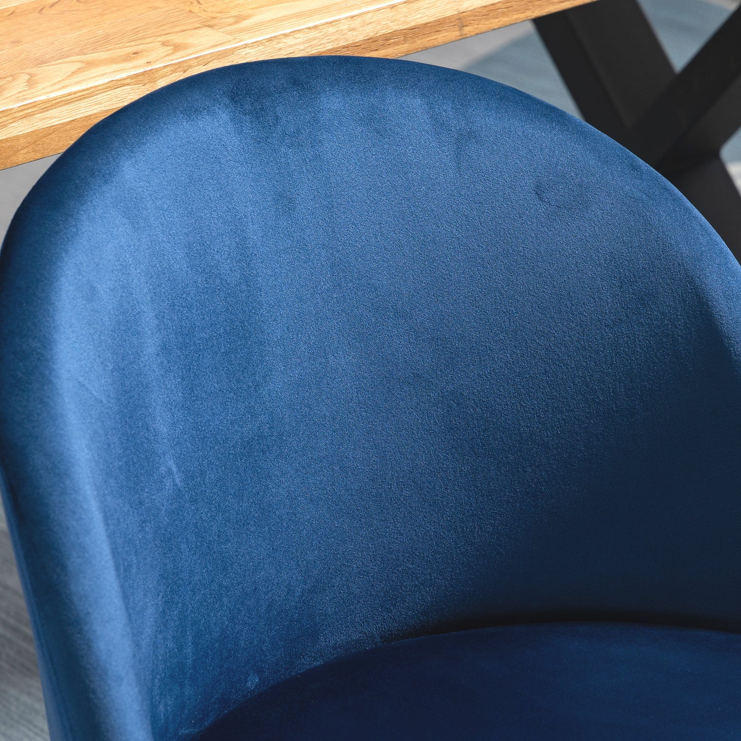 Set of 2 Mid-Back Dining Chair, Mid-Back Velvet-touch Upholstery Kitchen Chair for Living Room Dining Room, Dark Blue