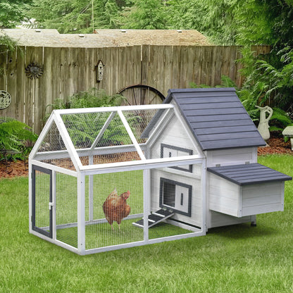 65" Wooden Chicken Coop with Ramp & Ladder