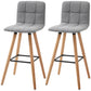 Modern Bar Stools Set of 2, 38" Upholstered Kitchen Island Stool with Solid Wood Legs, Grey