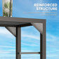 Bar Height Outdoor Table with Built-In Bottle Opener, Patio Bar Table with Wood Grain Plastic Top, 55" x 15" x 39"