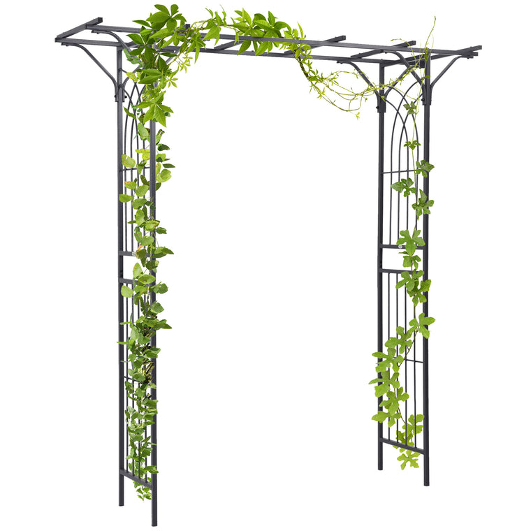 74.75" x 82.75" Dark Grey Metal Garden Arch