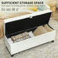 Storage Ottoman Bench, Foot Rest with Safety Hinges, 47 Inches Linen Storage Chest for Living Room, Cream White