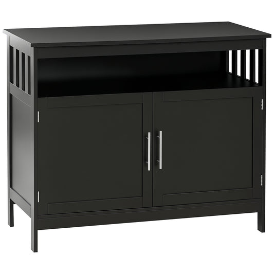 Kitchen Sideboard Buffet with Open Shelf - Black