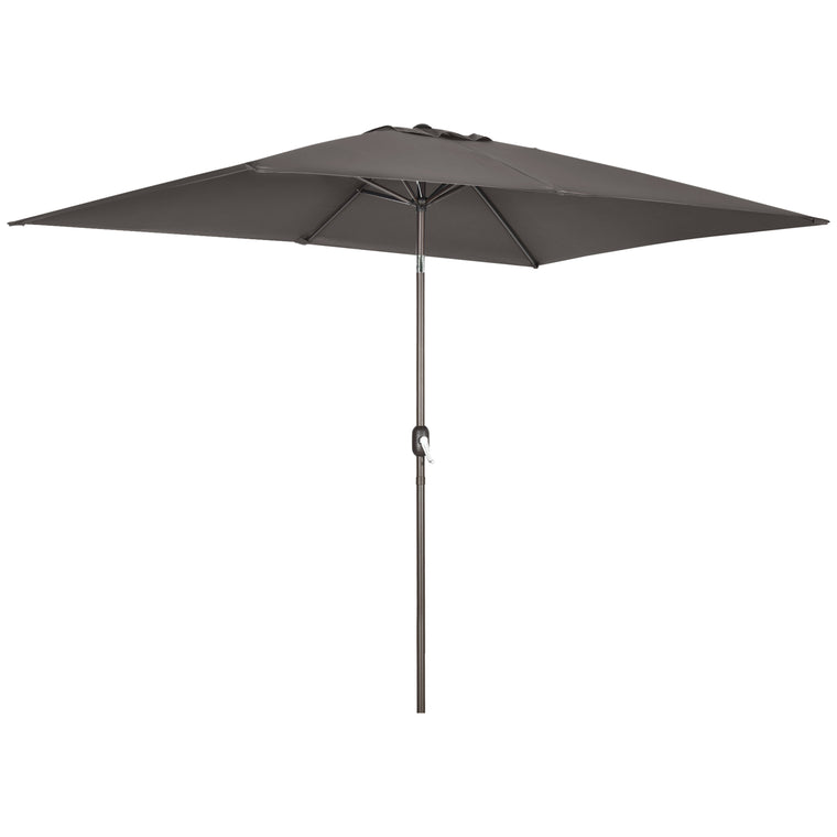 6.5' x 10' Dark Grey Rectangular Market Umbrella