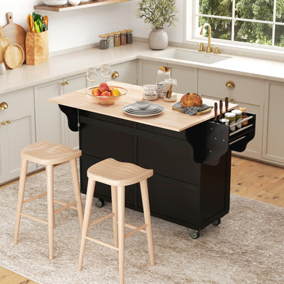 Rolling Kitchen Island with Drop Leaf