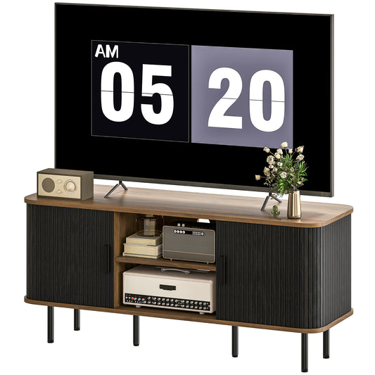 55" TV Stand with Storage Shelves - Black