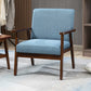 Accent Chairs with Cushioned Seat, Upholstered Linen-Feel Armchair with Adjustable Feet for Bedroom, Living Room, Blue