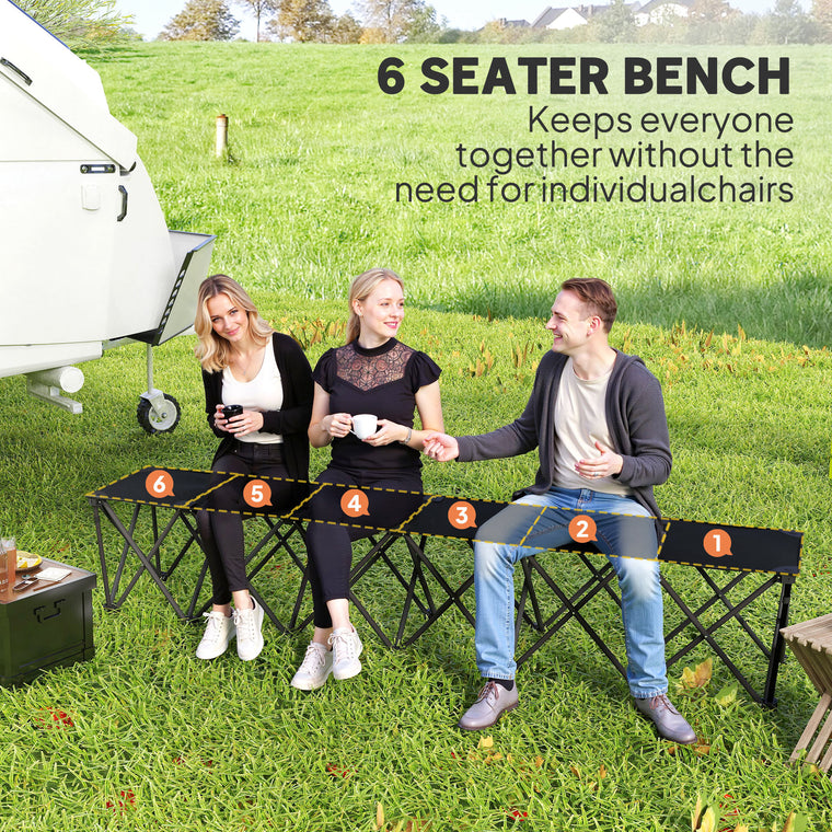 Portable 6-Seater Folding Team Bench with Carry Bag