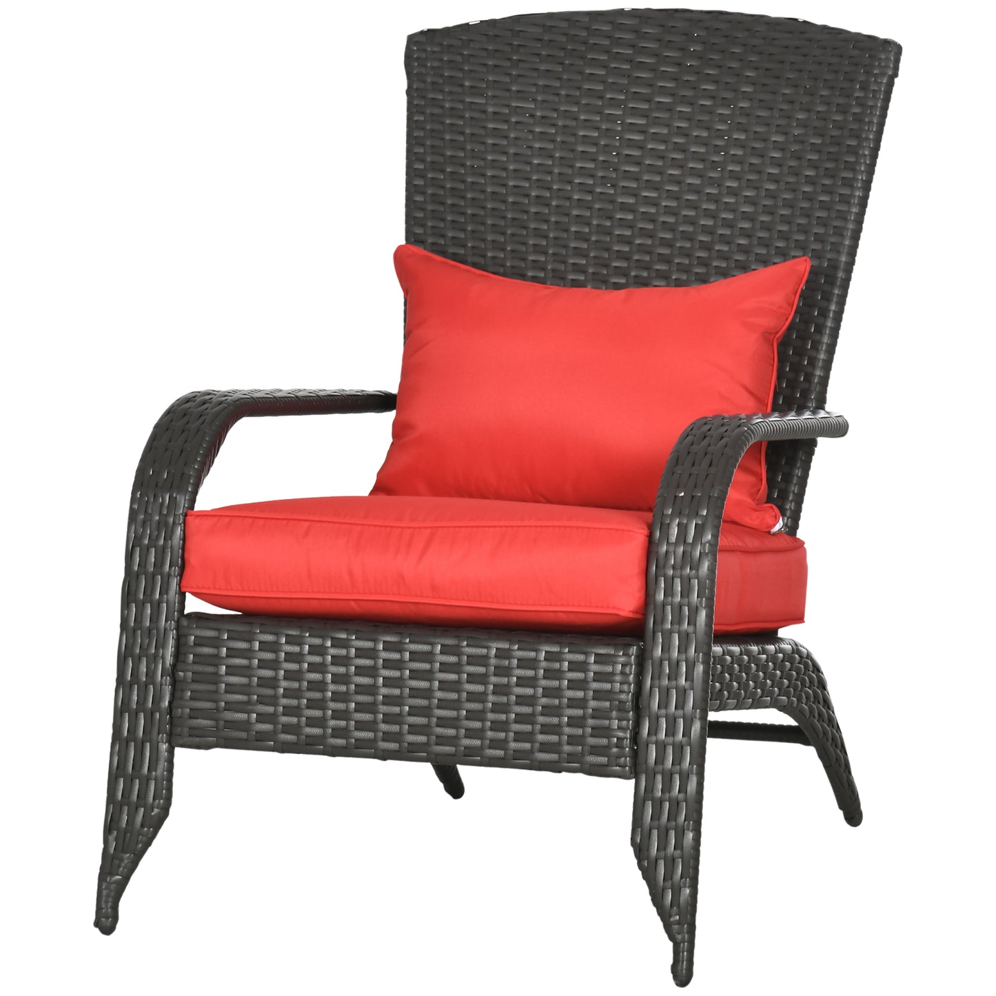 Patio Wicker Adirondack Chair, Outdoor Rattan Muskoka Chair with Cushions for Patio, Garden, Backyard Dark Blue