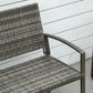 Rattan Wicker Loveseat Garden Bench Hand Woven Portable Backyard Gray