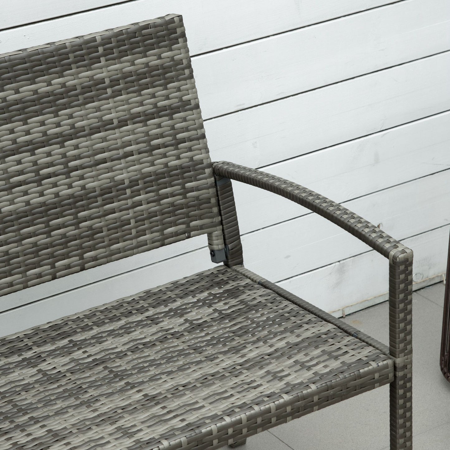 Rattan Wicker Loveseat Garden Bench Hand Woven Portable Backyard Gray