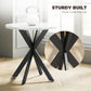 29" Dining Table, Contemporary Round Kitchen Table with Steel Legs, White Marble-Effect