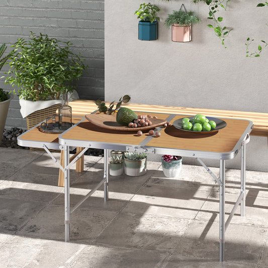 3ft Picnic Table with Slide Shelf Outdoor Portable Aluminum Folding Table 2 Adjustable Height