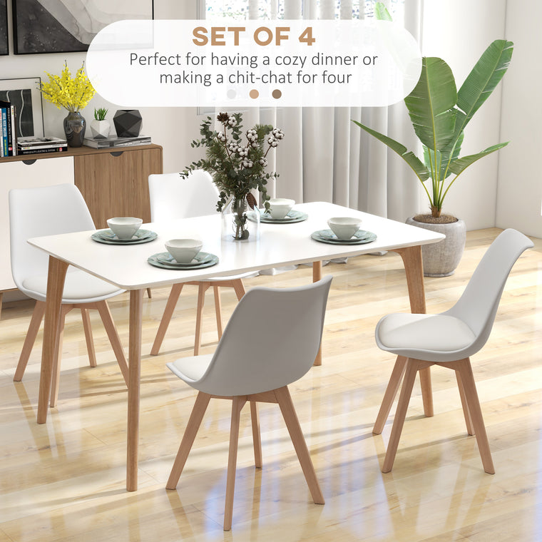 Dining Chairs Set of 4 with PU Leather Cushion