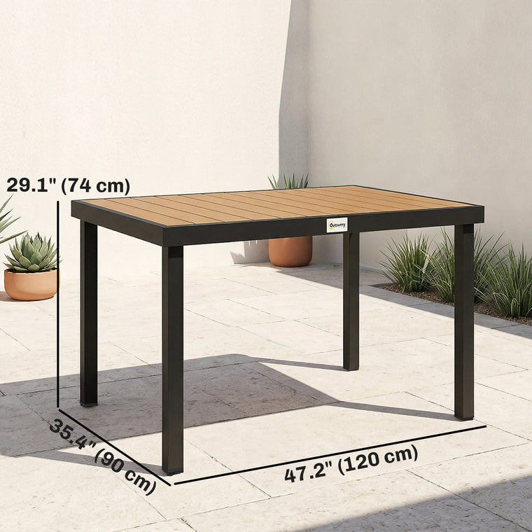 47.2" Rectangular Aluminum Dining Table for 6