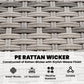 3-Piece Patio Furniture Set Modern Sectional Sofa Rattan Chair Wicker Conversation Set Outdoor Hand Woven Rattan Wicker Furniture Patio Coffee Table Sofa Set, Blue