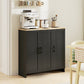 Modern Sideboard Buffet Cabinet, Modern Kitchen Storage Cabinet with 3 Doors Adjustable Shelves, for Dining Room, Black