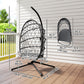 Hanging Egg Chair with Stand, Foldable Wicker Rattan Swing Chair with Thick Cushion and Safety Rope, Grey