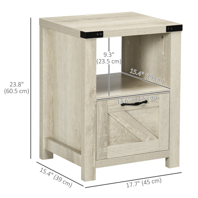 Farmhouse End Table with Drawer and Shelf
