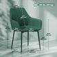 Dining Chairs Set of 2, Upholstered Linen Fabric Accent Chairs with Metal Legs, Dark Green