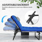 2-Piece Folding Lounge Chairs with Adjustable Backrest, Tanning Chair with Cushion, Side Pocket, Headrest, Beige